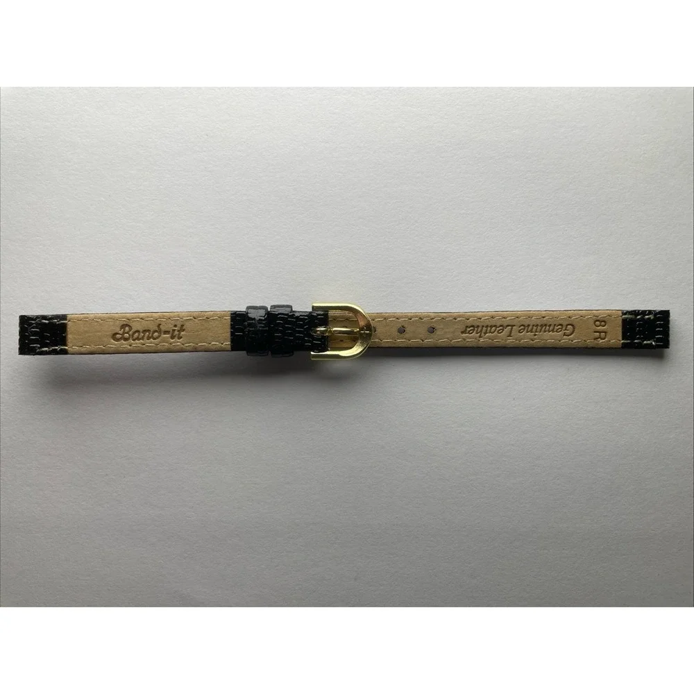 Band-it Watch‎ Band Strap 8mm 5/16 Lizard Grain Black Genuine Leather